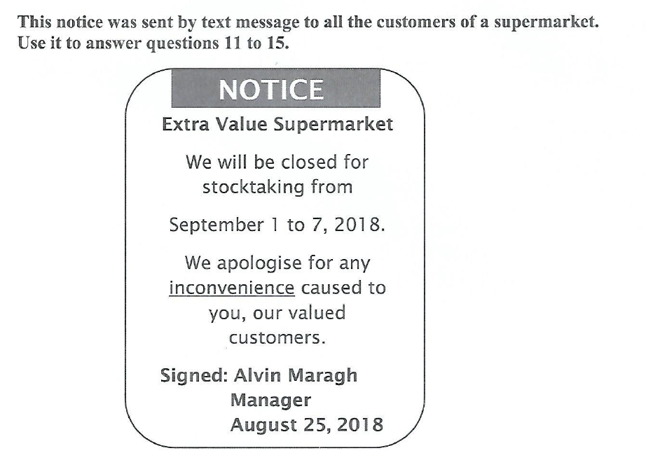 Supermarket closure notice